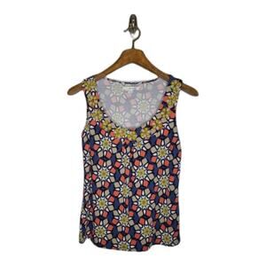 Boden Jeweled Sleeveless Top Floral Geometric Print Size 8